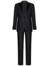 Emporio Armani Tailored Black Virgin Wool Suit With Satin Lapel In Black