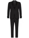 Emporio Armani Tailored Black Virgin Wool Suit With Satin Lapel In Black