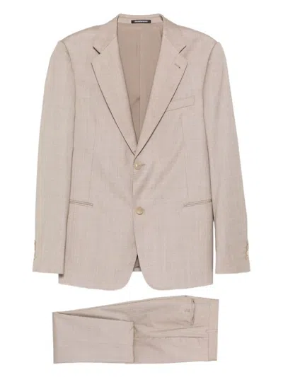 Emporio Armani Tailored Single-breasted Suit Featuring Pockets In Neutral