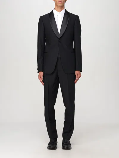 Emporio Armani Shawl-lapel Virgin-wool Suit In Black