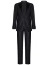 Emporio Armani Tailored Black Virgin Wool Suit With Satin Lapel In Black