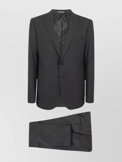 Emporio Armani Suit With Back Vents And Notch Lapels In Black