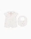Emporio Armani Sunday Pattern Interlock Jersey Romper And Bib Gift Set In White