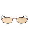 Emporio Armani Matte Bronze Orange Metal Sunglasses In Burgundy