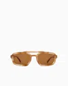 Emporio Armani Asv Black Blue Men's Irregular-shaped Sunglasses In Brown
