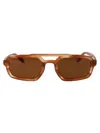 Emporio Armani Asv Black Blue Men's Irregular-shaped Sunglasses In Brown Havana