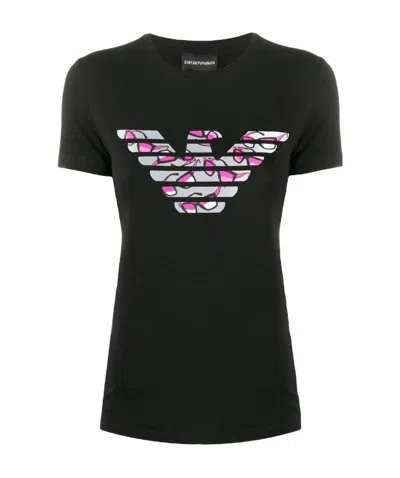 Emporio Armani Sunglasses Eagle Print T-shirt In Black
