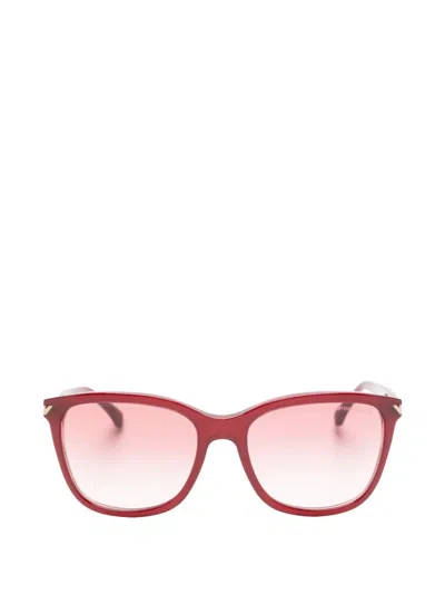 Emporio Armani Maroon Logo Square Sunglasses In Metallic