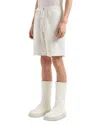 Emporio Armani Super Lightweight Technical Seersucker Bermuda Shorts In Solid White