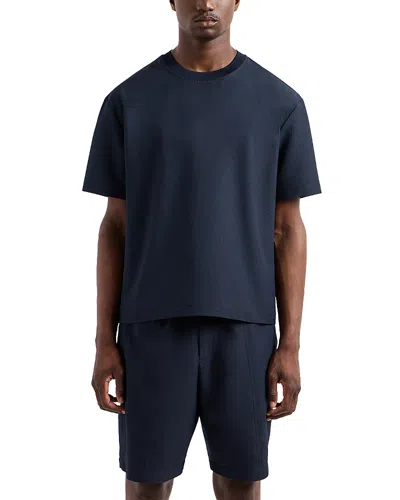 Emporio Armani Super Lightweight Technical Seersucker T Shirt In Blue Navy