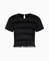Emporio Armani Supima Interlock Jersey Fringed T-shirt In Black