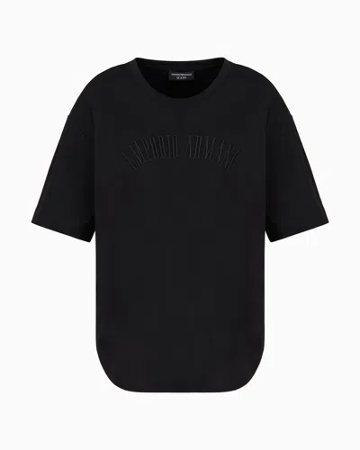Emporio Armani Supima Jersey T-shirt With Icon Logo Embroidery In Black