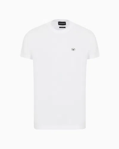 Emporio Armani Stretch Supima Jersey T-shirt With Micro Logo Patch In White