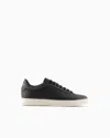 Emporio Armani Supple Leather Sneakers In Black