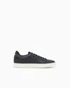 Emporio Armani Lace-up Leather Sneakers In Black