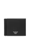 Emporio Armani Bi-fold Recycled Leather Textured Wallet In Black