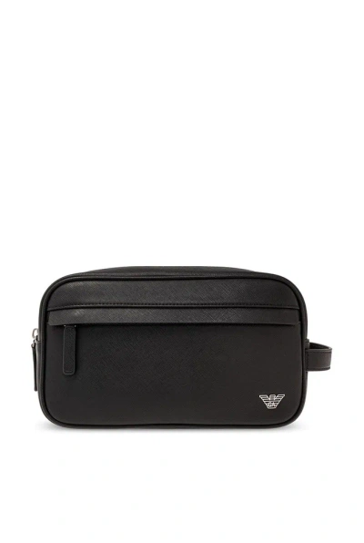 Emporio Armani Sustainable Collection Wash Bag In Black