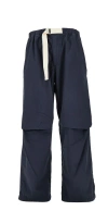 Emporio Armani Wide-leg Relaxed-fit Trousers With Adjustable Drawstring In Blue