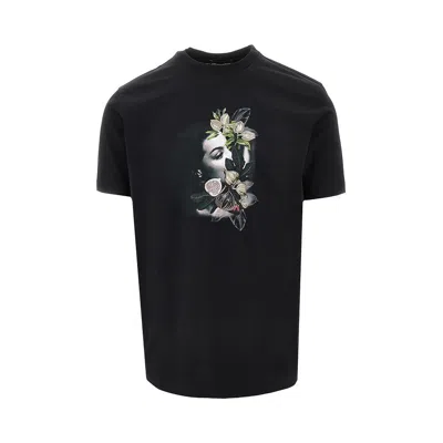Emporio Armani Sv Embroidery And Print T-shirt In Black