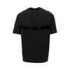 Emporio Armani Jersey T-shirt With Contoured Eagle Flocked Print In Black