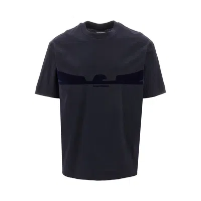 Emporio Armani Sv Flocked Logo T-shirt In Blue