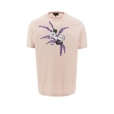 Emporio Armani Sv Floral Embroidery T-shirt In Pink