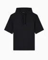 Emporio Armani Short Sleeved Hooded Woven Effect Jacquard Sweatshirt