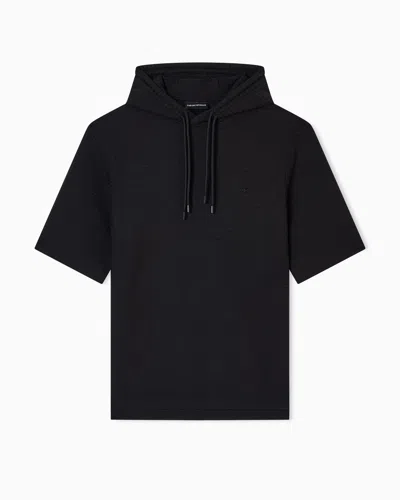 EMPORIO ARMANI ASV LYOCELL-BLEND JACQUARD JERSEY HOODED SWEATSHIRT