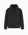 Emporio Armani Sweat-shirt À Capuche En Jersey Jacquard Mélange Lyocell Avec Motif Aigle Réitéré Asv In Black