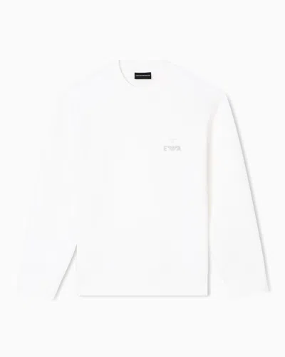 Emporio Armani Sweat-shirt En Jersey Avec Broderie Ea Très En Relief Asv In White