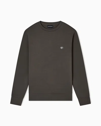 Emporio Armani Logo-patch Crew-neck Sweatshirt In Green