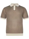 Emporio Armani Jacquard Knit Polo Shirt In Beige