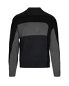 Emporio Armani Colorblock Crew Neck Sweater In Virgin Wool In Black