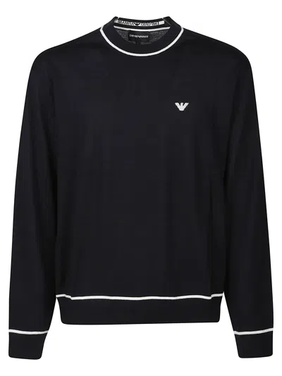 Emporio Armani Sweaters In Blu Navy