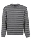 Emporio Armani Jumper Crewneck Wool Geometric Pattern In Blue