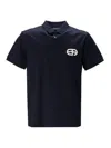 Emporio Armani Embroidered Logo Polo Shirt In Blue