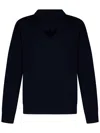 Emporio Armani Dark Blue Sweater With Logo Embroidery In Wool And Cotton Man In Blue