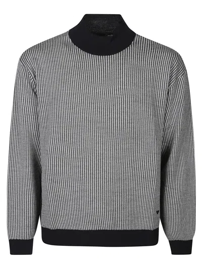 Emporio Armani Two-tone Striped Sweater In Blue