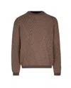 Emporio Armani Virgin Wool-blend Jumper With Op-art Jacquard With Oversized Diamonds In Brown