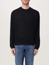 Emporio Armani Textured Blue Crewneck Sweater With Modern Wave Pattern In Blue