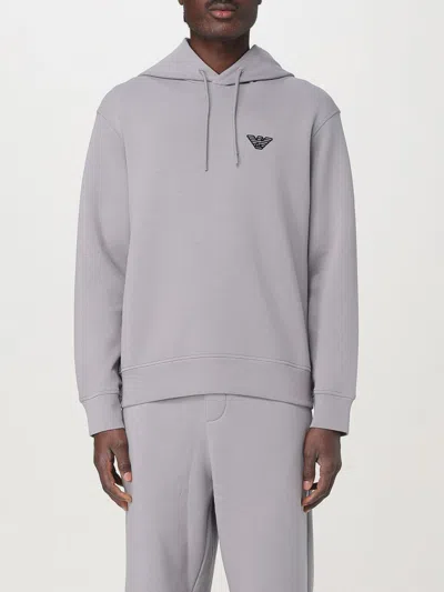 Emporio Armani Logo-print Hoodie In Gray