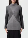 Emporio Armani Long Sleeve Striped Mock Neck Top In Black
