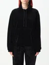 Emporio Armani Velvet Drawstring Sweatshirt In Black