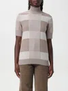 Emporio Armani Check Wool And Cashmere Sweater In Natural