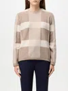 Emporio Armani Plaid Long-sleeve Knitted Top In Natural
