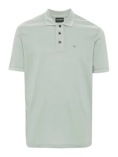 Emporio Armani Logo-embroidered Cotton Polo Shirt In Green