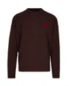 Emporio Armani Asv New York Capsule Collection Virgin-wool Jumper With Jacquard Writing In Purple