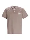 Emporio Armani Logo-patch Button-fastening Polo Shirt In Taupe