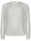 Emporio Armani Textured Wave Pattern Crewneck Sweater In White