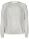 Emporio Armani Textured Wave Pattern Crewneck Sweater In White
